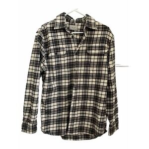 Jachs Flannel Shirt Adult Med Black Plaid Heritage  Button Up Long Sleeve Mens‎